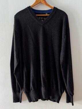 Orvis Men's Gray Wool V-Neck Sweater Size‎ XL